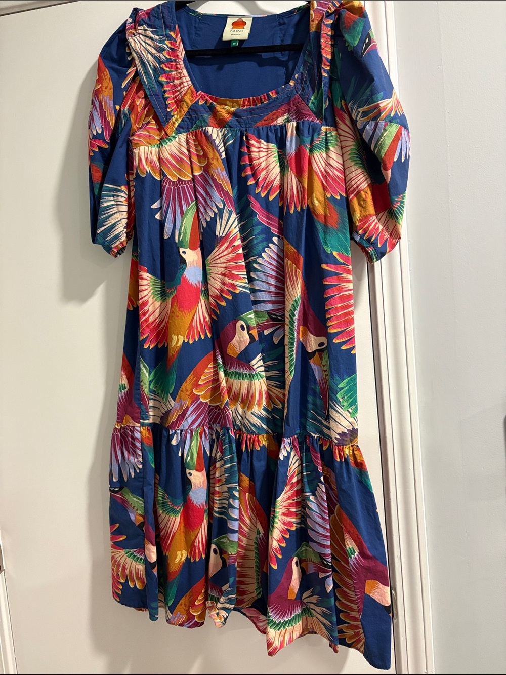 FARM Rio Colorful Parrot Print Navy Dress